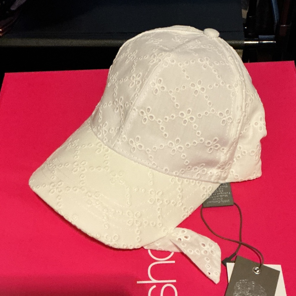Vince Camuto White Eyelet Baseball Cap